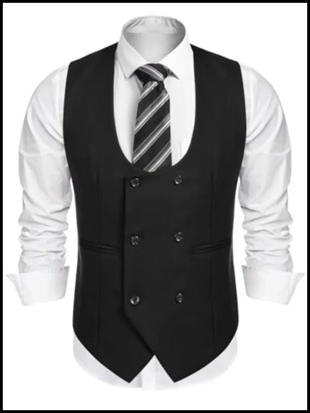 Double Breasted Slim Fit Dress Vest for Wedding Business
